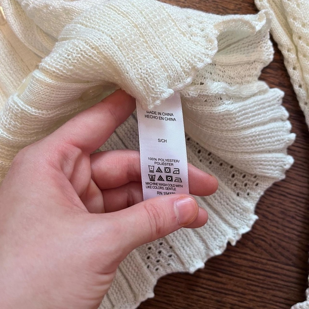 y2k aeropostale deadstock white eyelet button up cardigan sweater small - Picture 6 of 7